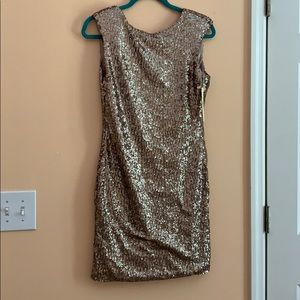 Gold Sequin back scoop dress
